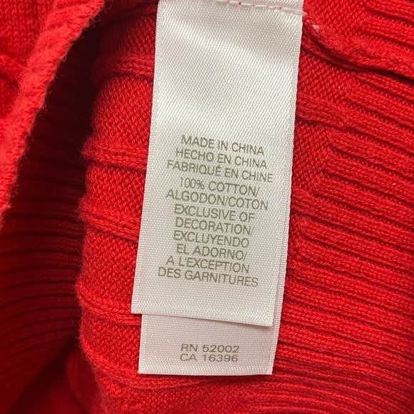 Liz Claiborne crewneck long sleeve cable knit sweater, red, size M - Picture 8 of 8